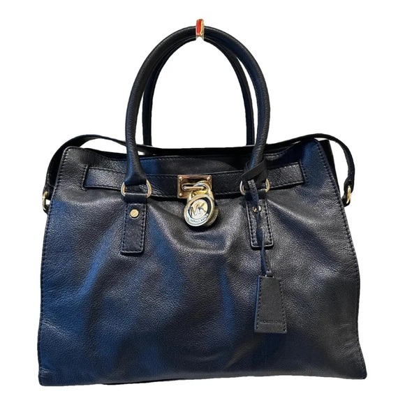 Michael Kors Handbags - Michael Kors Hamilton Black Leather Handbag Purse